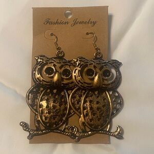 Bronze Owl Earrings Fashion Jewelry